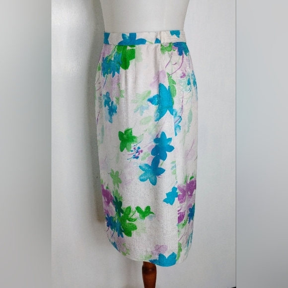 VINTAGE ADRIANA PAPELL FLORAL SILK ENSEMBLE - Picture 11 of 14